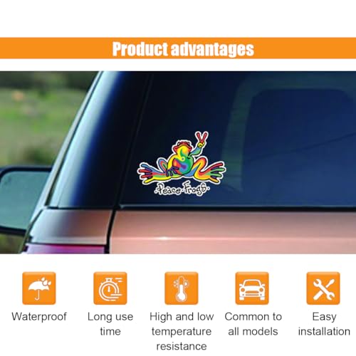 Image of smilfuy Peace Frogs Car Sticker Decal, Multi-Color Peace Frogs Car Sticker, Vinyl Decal for Car, Outdoor Rated Peace Sign Sticker, Suitable for Windows, Bumpers, Laptops or Crafts (Tie Dye Frog)