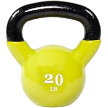 Fitvids All-Purpose Color Vinyl Coated Kettlebell, 5-50 Pounds, Yellow