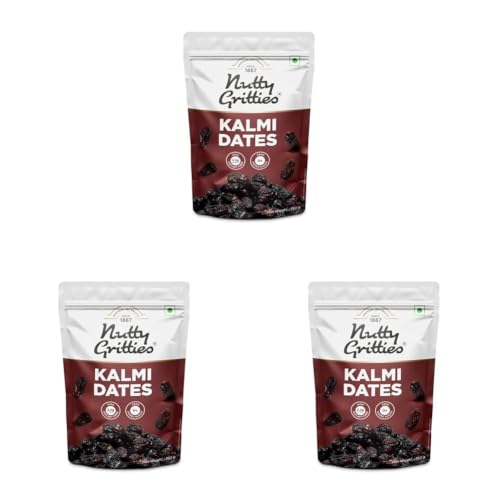 Image of Nutty Gritties Premium Kalmi Dates- 350g | Juicy & Delicious Khajoor, Khajur | No artificial colours | Naturally Sweet | Instant Energy | Resealable Pouch, (Pack of 3)