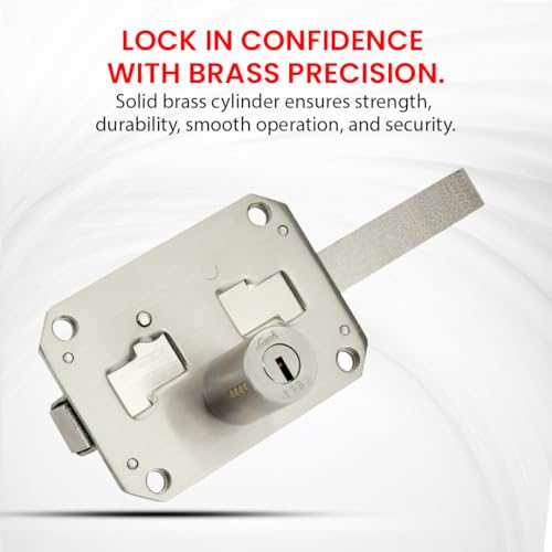 Image of Link Sparta 6 Turn Door Lock - Brass Cylinder with 3 Hi-Tech Keys, Main Door Lock, Double Door Compatibility (Stainless Steel)
