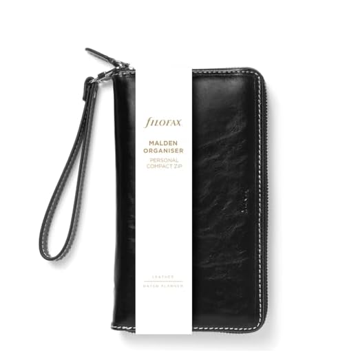 FILOFAX Malden Personal Compact Zip Organiser Black 2025