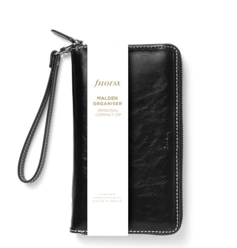 Filofax Malden Personal Compact Zip Leather Organiser - Black - Image 2
