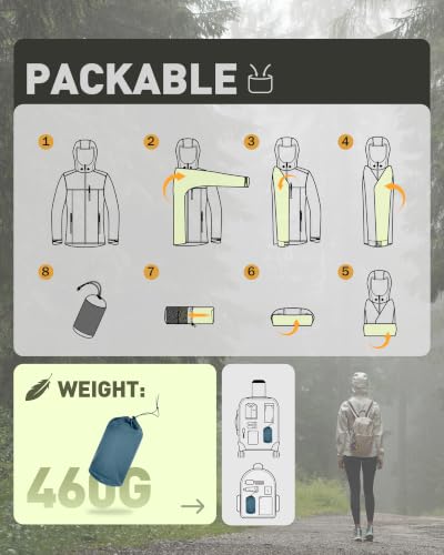 Image of 33,000ft Packable Rain Jacket for Women Waterproof Raincoats with Hood