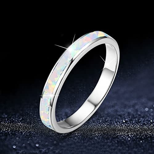 Mens Women Wedding Rings Fashion Jewelry Engagement Rings Opal Sapphire Bridal Band Promise Rings (White, 10) #TOP6