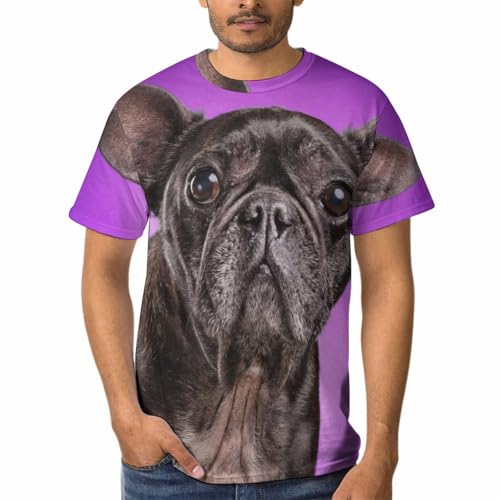 Tee Shirt Manches Courtes Chemise Tshirt Bulldog Noir Homme Col Rond