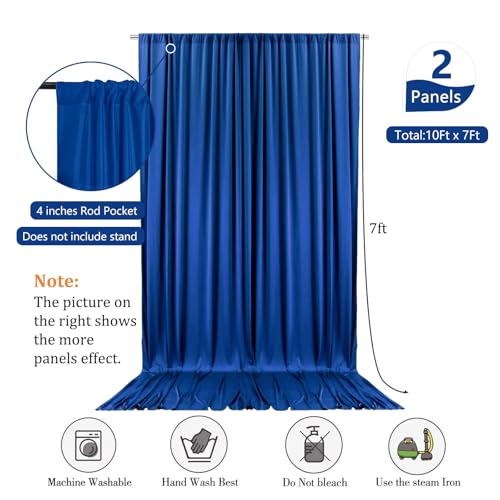Image of 10 x 7 Feet Royal Blue Backdrop Curtain for Partie, Background Curtains for Photoshoot, Birthday, Wedding, Halloween, Thanksgiving, Christmas, New Year Party Decorations 5Ft x 7Ft, 2 Panels