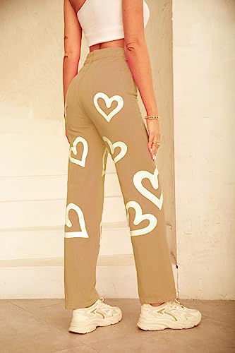 Women's High Waist Heart Print Wide Leg Loost Fit Vintage Boyfriend Jeans Teen Girls Streetwear Denim Pants2