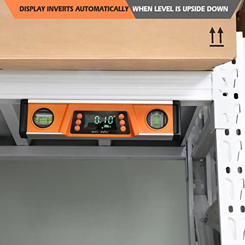 Image of 10-Inch Digital Torpedo Level and Protractor | Neodymium Magnets | Bright LED Display | V-GROOVE MAGNETIC BASE | IP54 Dust /Water Resistant smart level with Carrying Bag