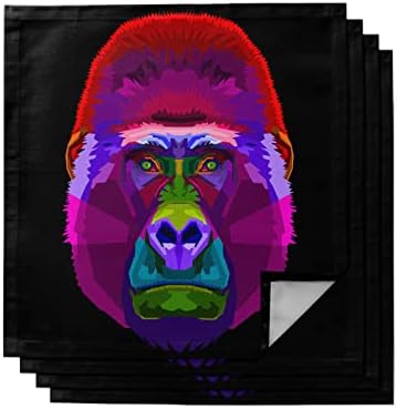 4 PCS Soft Cloth Napkins, Napkins Cloth Washable, Colorful Orangutan Pop Art Style Reusable Dinner Napkins for Wedding, Party, Easter, Dinners (20"x20")