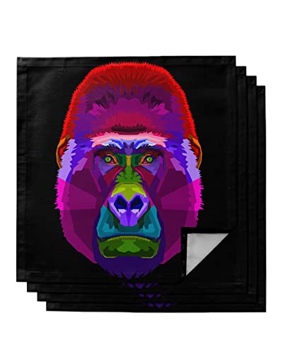 4 Pcs Soft Cloth Napkins, Napkins Cloth Washable, Colorful Orangutan Pop Art Style Reusable Dinner Napkins For Wedding, Party, Easter, Dinners (20"X20") #TOP10