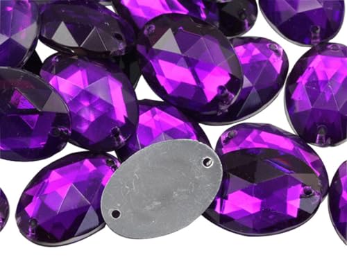 Allstarco 18x13mm (23/32x1/2) Purple Amethyst Oval Sew-On Gems