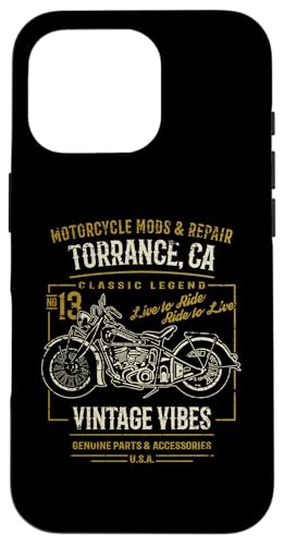 Torrance California USA ビンテージスタイル オートバイデザイン スマホケース iPhone 16 Pro 用