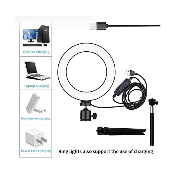 Honganrunli 6 Zoll Dimmbare LED Ringlicht, Mit 3 Lichtmodi Und 10 Helligkeitsstufen Selfie-Ringlicht, Dimmbare… – Bild 7