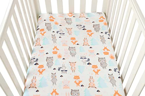 Image of Bassinet Sheet Set 2 Pack Snug Fitted Cradle Fitted Sheets, Stretchy Ultra Soft, for Oval Rectangle Hourglass Bassinet Mattress, Unisex Boy Girl, Tiger Elephant & Fox