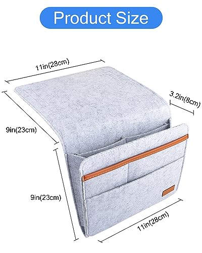 ERKOON Betttasche, Bett Organizer EinhäNgen, Betttasche Zum EinhäNgen Dickerem Filz Rutschfeste Mit Schnalle Baby Kinder Fernbedienungshalter Sofa Bedside Hanging Storage Organizer (Grau)