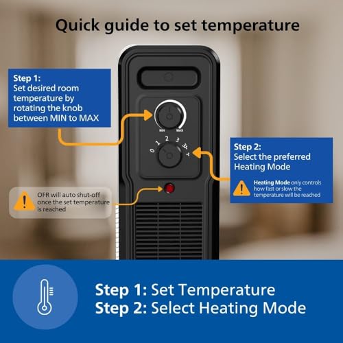 Image of PHILIPS 11 Fin Oil Filled Room Heater (OFR) | M-Shaped fins for faster, uniform heating | Two Knob Controls for temperature & heat modes | Tilt & Auto Shut-Off Safety | PTC Fan Heater for quick warmth