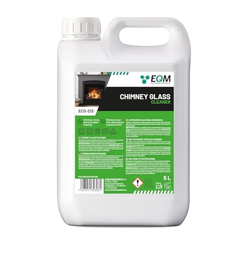 EQM - ECO-213 - Nettoyant pour Vitres d’Inserts, Poêles et Cheminées - 5L - Élimine les traces de fumée et de buée sur les vitres - Nettoie suie, briques et...