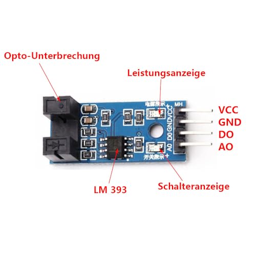 10 pcs Geschwindigkeitsmesssensor LM393 Geschwindigkeitsmessmodul,Slot Typ IR Optokoppler Messkomparator 3.3V-5V mit Kabel, für MCUArduino