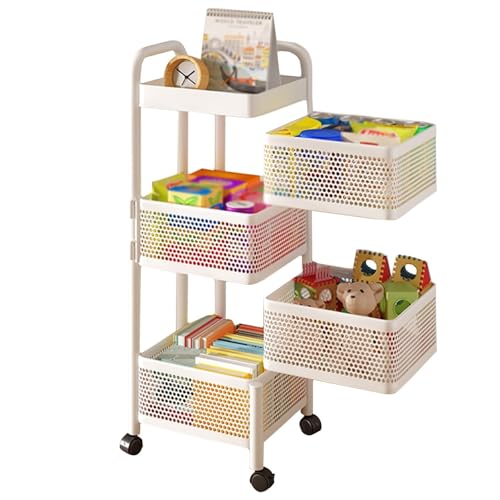 Soporte giratorio de 4 niveles para cesta de cocina con ruedas, almacenamiento multifuncional para frutas, verduras y aperitivos, organizador que ahorra espacio para encimeras de cocina