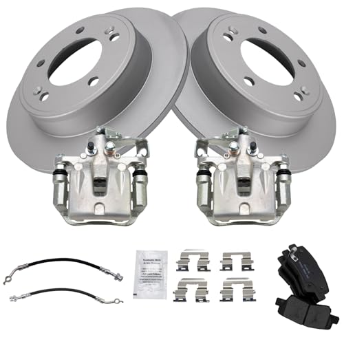 Image of TRQ Rear Brake Pad and Rotor Set Ceramic Coated Rotors Calipers Compatible with 2014-2018 Kia Forte 2014-2016 Forte Koup 2014-2018 Forte5