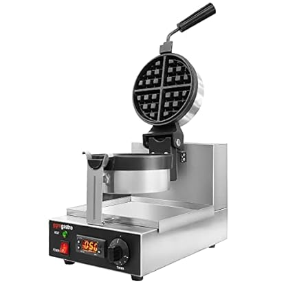 GGM Gastro | WETJ180 | Waffeleisen - Einzeln - Digital - 1,3 kW - Form: Rund - mit 180° drehbarer Backfläche & Temperaturanzeige