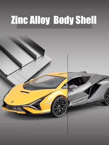 Image of Die-cast Lamborghini Toy Car - 1:32 Scale Alloy Supercar with Openable Doors Lights & Sound, Pull-Back Action Die-Cast Vehicle for Kids, Boys, Car Lovers & Collectors (Multicolor)