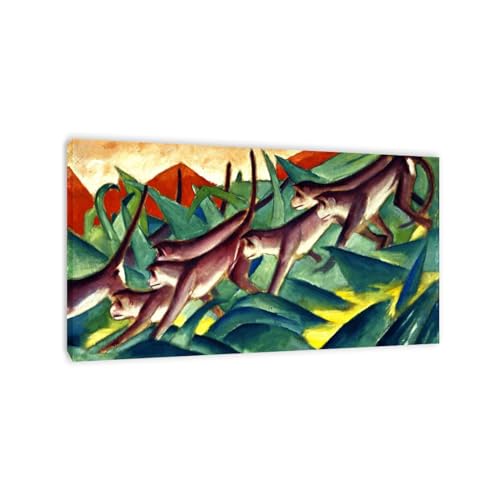 Impression sur toile cubisme Monkey Frieze reproduction 60X108cm avec cadre intérieur