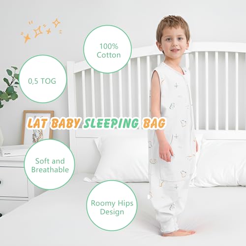 Image of LAT Baby Sleep Sack,Summer Toddler Cotton Sleep Sacks with Legs,Dinosaur for Boys Girls,Baby Wearable Blanket with Zipper