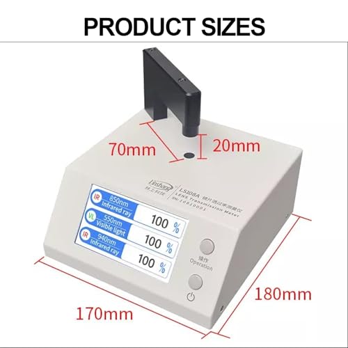 AMQYDT Medidor de transmisión de Lentes LS108A, medidor de Espectro de luz 3 en 1, comprobador de Tintado de Ventanas para Lentes de teléfonos móviles, IR 940 NM y 850 NM VL 550 NM - imagen 2