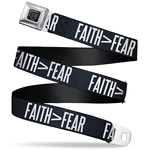 Buckle-Down Belt, Seatbelt Buckle Belt, Faith Greater Than Fear Navy Blue White, Youth 20 to 36 Inches