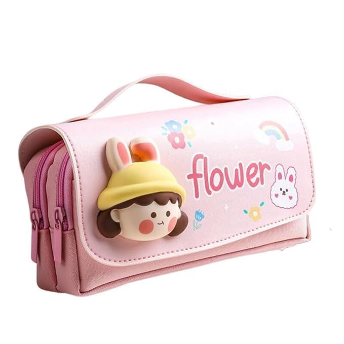 Image of DEOXY Flower Small Cartoon Theme Pencil Case,3D Pencil Case Pouch,Multipurpose Zipper for Kids,Pen and Pencil Bag for Kids(KQ-0801)