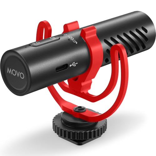 Movo VXR10-AI Shotgun Microphone with AI Noise Cancellation - Camera Microphone for DSLR, Smartphone & Computer - Supercardioid On-Camera Mic with 3.5mm & USB-C Cables