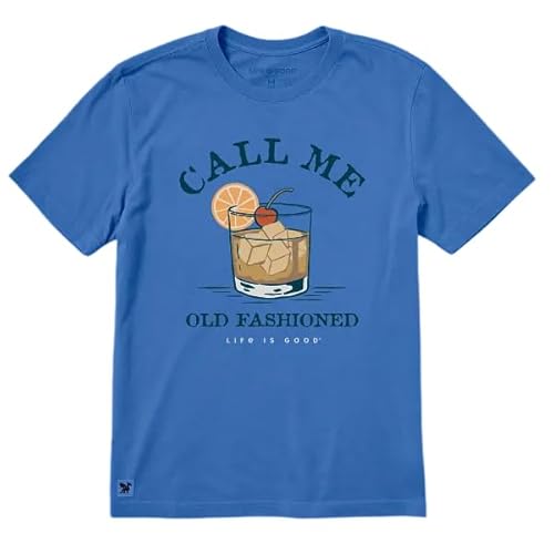 Life is Good Men's Call Me Old Fashioned Short Sleeve Crusher Tee, Athletic Blue, X-Large