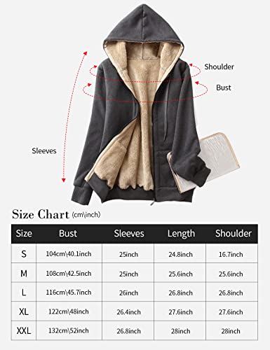 Rxozrxoz Women's Sherpa Lined Hoodie Fleece Winter Warm Zip Up Hooded Sweatshirt Jacket Casual With Pockets(Darkgrey-L) #TOP6
