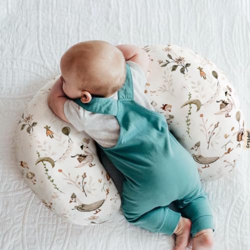 Image of GRSSDER Nursing Pillow Cover Stretchy Minky Removable Nursing Covers for Breastfeeding Pillows, Ultra Soft Comfortable Slipcover for Boy and Girls, Cute Duck Pattern
