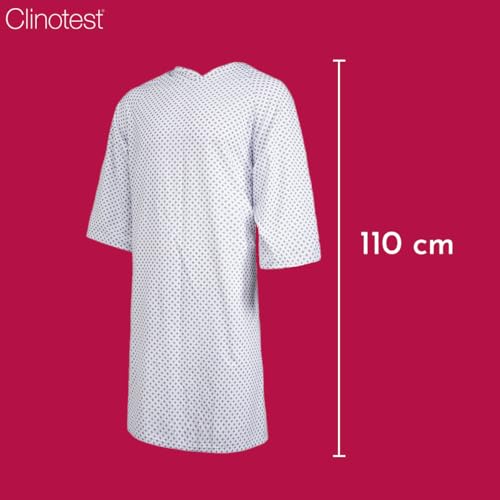 Clinotest Patientenhemd für Erwachsene - 95 Grad waschbares, kochfestes OP Hemd ohne Einlaufen, Unisex Pflegehemd hinten offen, Krankenhaushemd ideal für Kliniken & Pflegeeinrichtungen - 110cm lang