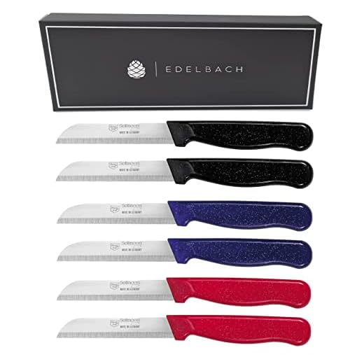 Edelbach Solingen Solingen Keukenmessenset, Made in Germany, set met fruitmes, groentemes, schilmes, zeer scherp, allessnijder, roestvrij staal, knijpjesmes (6 x keukenmessen)