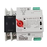Cozyel Dual Power Automatischer Transferschalter, AC 220V 2P 100A Dual Power Automatic Transfer Switch, Automatischer Übertragungsschalter PC Hutschiene Notstrom Netz Umschalter Lastumschalter
