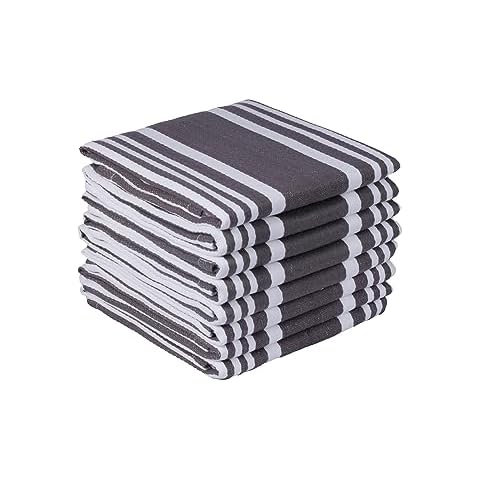 Gratico Dish Cloths Grey/White Set of 8 Dish Cloths for Kitchen Highly Absorbent 100% Cotton Over Sized 12X12 Inch Dish Cloths with Mitered Corners Kitchen Hand Tea Towels Cover