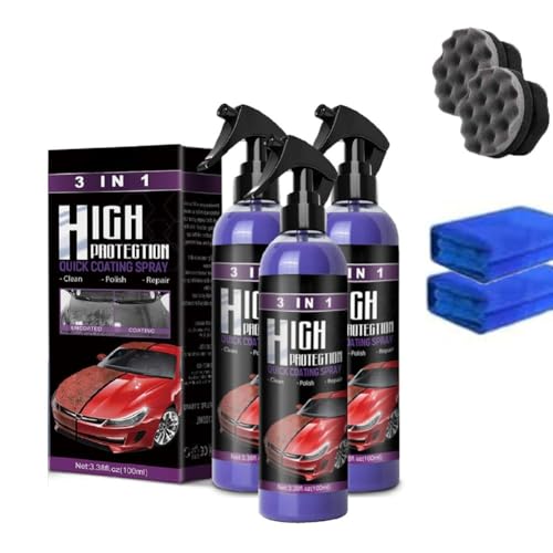 Turbo Shine Nexa, Nexa Turbo Shine High Protection 3 in 1 Spray, 2025 Upgrade Fast Car Paint Spray, High-Protection Coating Nexa, Scratch Remover For Cars/Rvs/Boats/Metal/Tools(3 set)