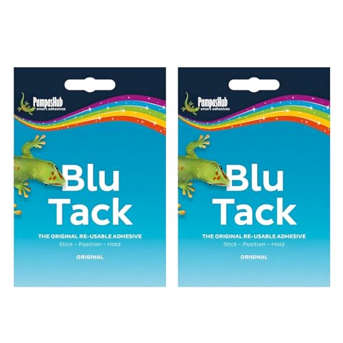Blu Tack - 2 Pack Original Reusable Adhesive Putty, 60g, Non-Toxic Multipurpose Mounting Tack for Home Office School