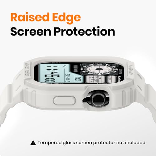 Image of amBand Rugged Case with Band for Apple Watch Series 11 10 42mm, Shockproof & Protective Sport Bumper Cover, Lightweight & Comfortable Strap for Men & Women, White