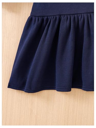 SweatyRocks Girl's Cute Bow Knot Dress Long Sleeve Drop Shoulder Ruffle Hem Sweatshirt Dresses3