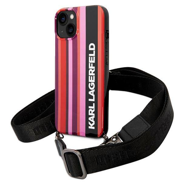 Karl Lagerfeld KLHCP14SSTSTP Coque Rigide pour iPhone 14 6,1" Rose/Rayures