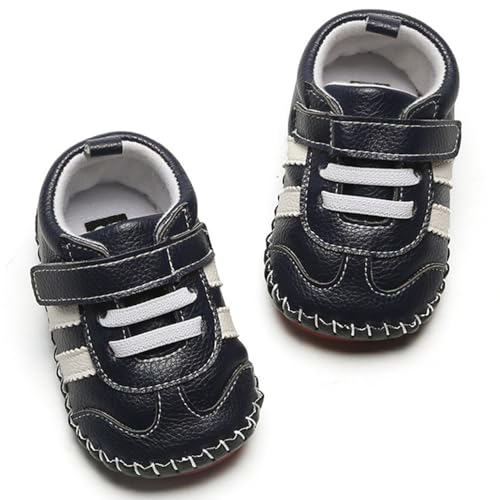 Image of HsdsBebe Baby Boys Girls Pu Leather Hard Bottom Walking Sneakers Toddler Rubber Sole First Walkers Infant Cartoon Slippers Crib Shoes