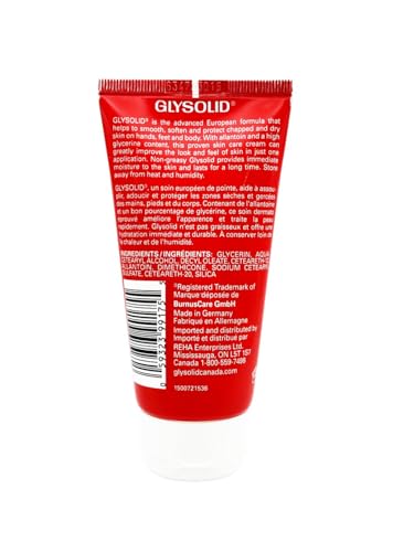 Glysolid Glycerin Skin Cream - Thick, Smooth, and Silky - Trusted Formula for Hands, Feet and Body 2.54 fl oz (75ml Tube) - 3pack