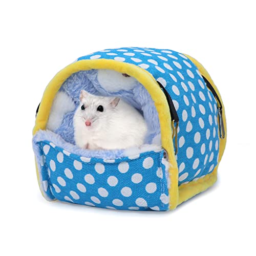 Wontee Hamster Bed Hideout Sugar Glider Hammock Small Animal Warm Bed House For Hamsters Hedgehogs Sugar Glider Gerbils Mice (Medium, Blue) #TOP25