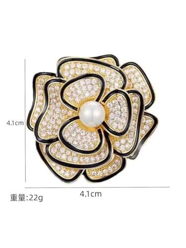 Image of Elegant Floral Brooch Pins for Women, Crystal Pearl Rhinestone CZ Flower Lapel Pin Wedding Party Exquisite Brooches and Pins for Women Ladies