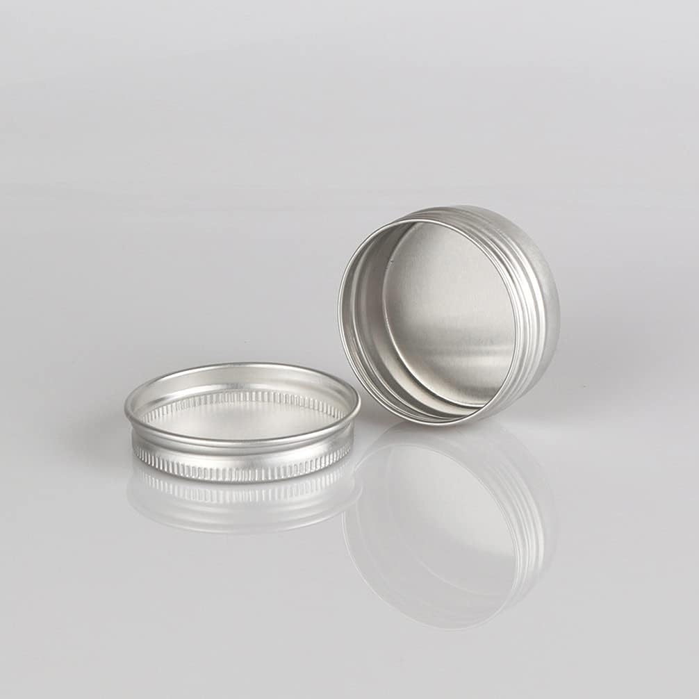 48 szt. 10 ml niebieskie puste okrągłe aluminiowe puszki z zakrętkami słoiki do przechowywania pojemniki na kosmetyki garnki 6 szpatułkami(Silver,15ml)