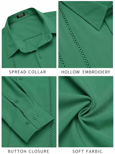 COOFANDY Mens Cuban Guayabera Shirt Casual Button Down Shirts Long Sleeve Summer Beach Shirts - image 6